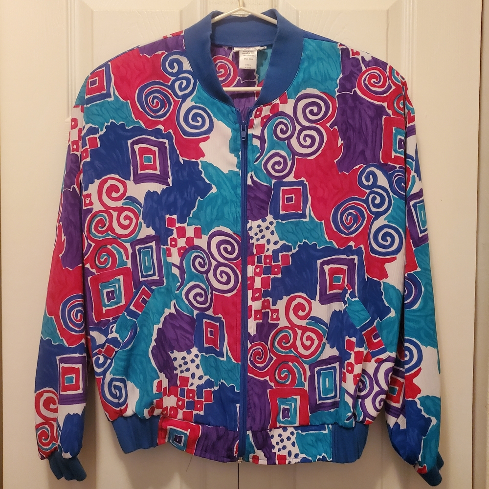 Vintage Alia Bold Colored Printed Jacket Size Large
